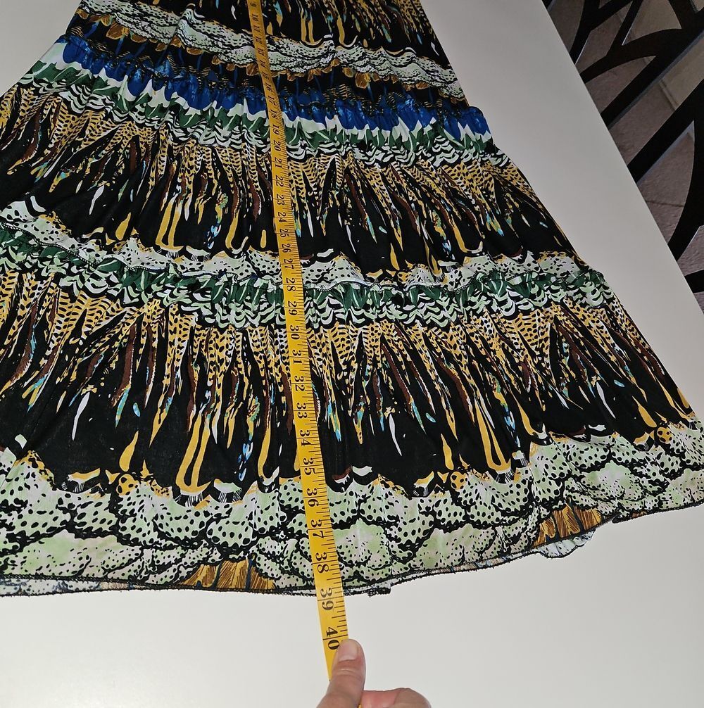 Magic Printed Maxi Skirt in Black, Blue & Green - Picture 7 of 8